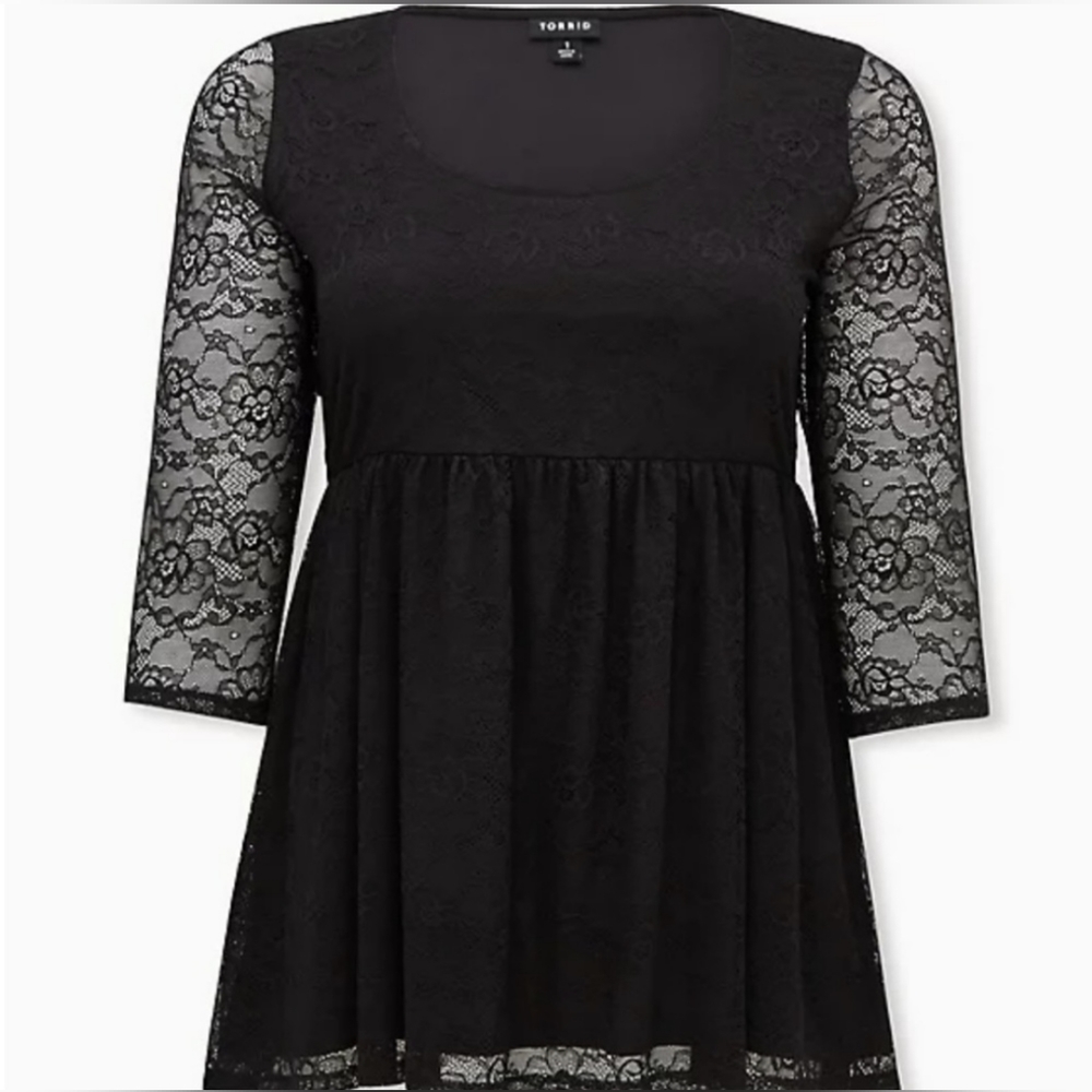 NWT Torrid Black Lace Babydoll Tunic